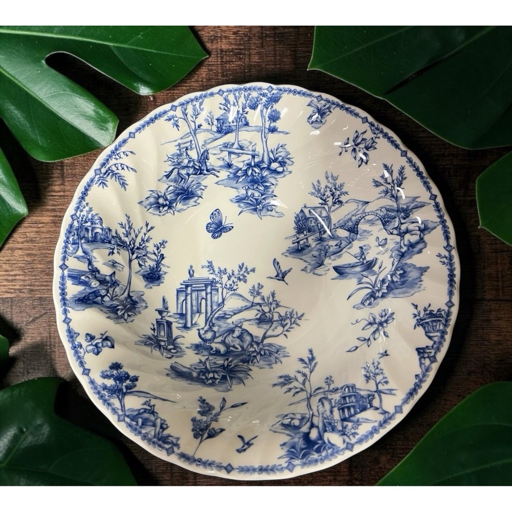 Churchill Toile China Vegetable Serving Salad Bowl Countryside Butterfly Bird